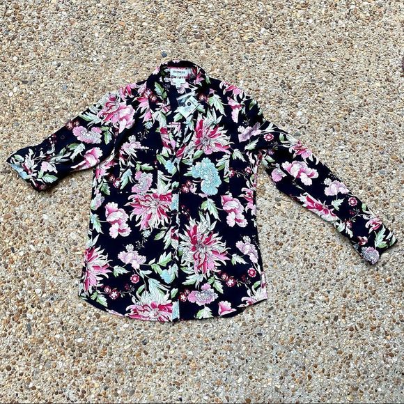 NWT EXPRESS Portofino Floral Blouse Size S Slim - Picture 1 of 6
